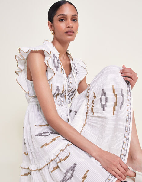 Ula Embroidered Dress, Ivory (IVORY), large