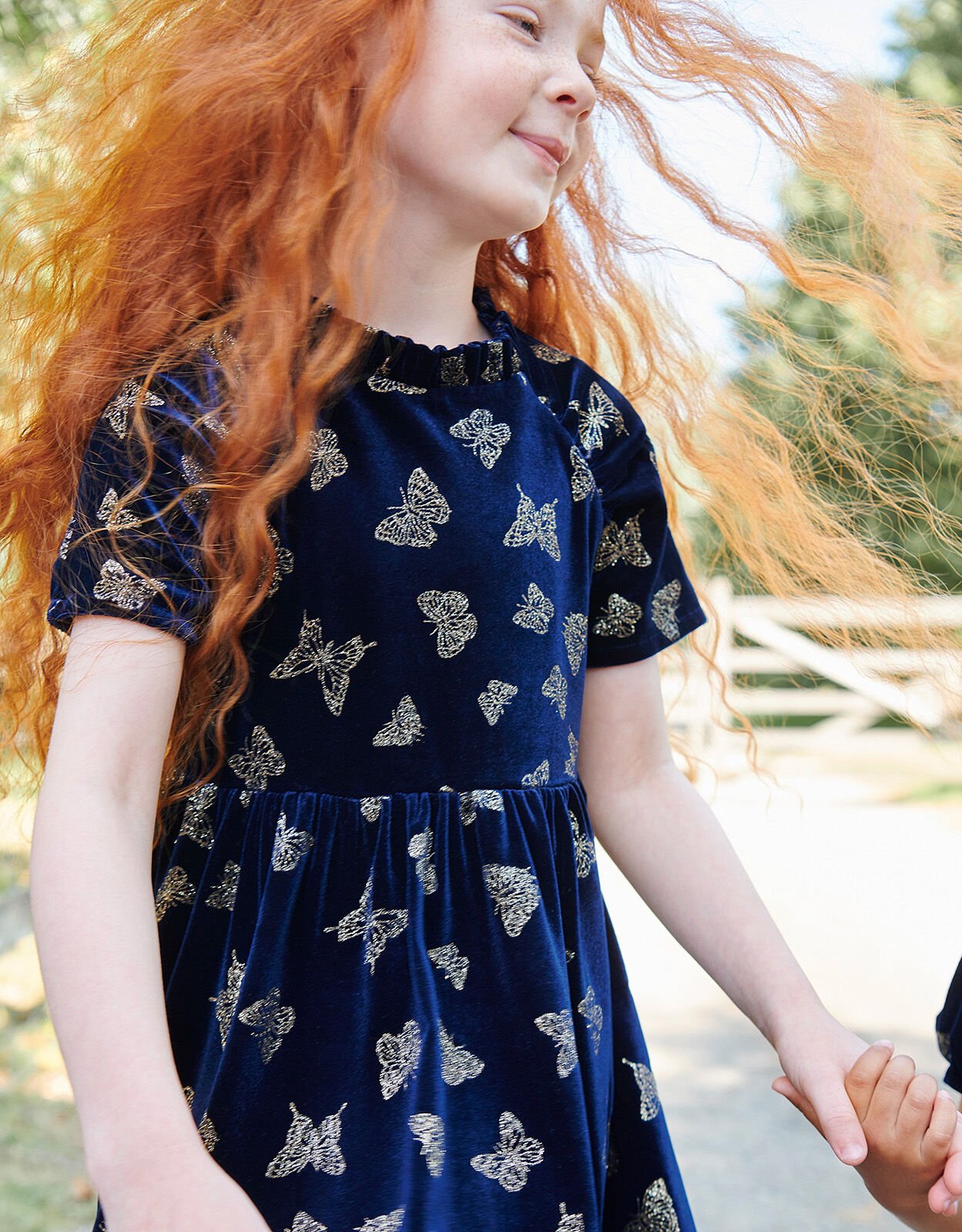 Glitter Butterfly Velvet Dress Blue Girls Dresses Monsoon ROI