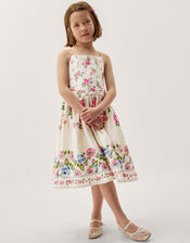 Rose Border Print Party Dress, Multi (MULTI), large
