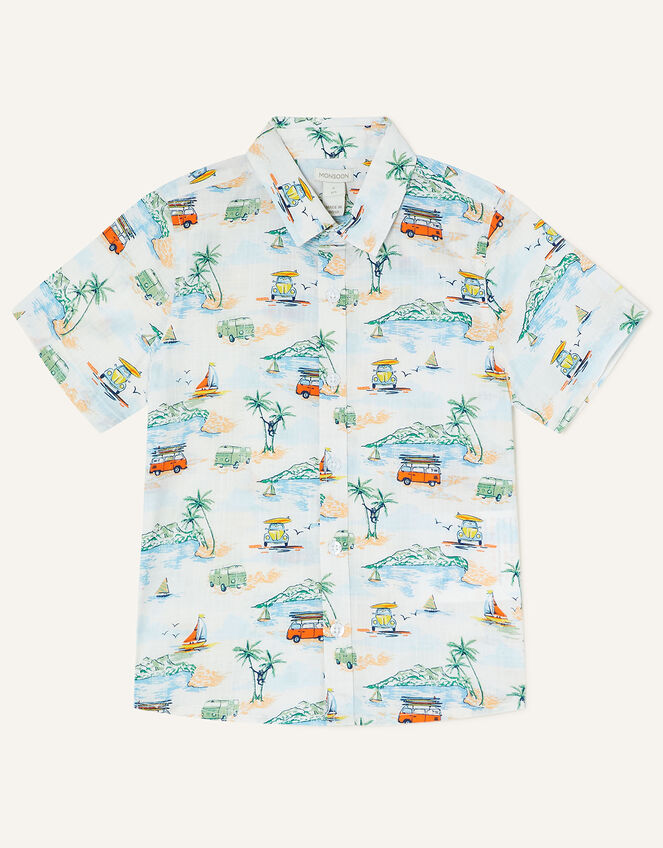 Campervan Short Sleeve Shirt, Ivory (IVORY), large