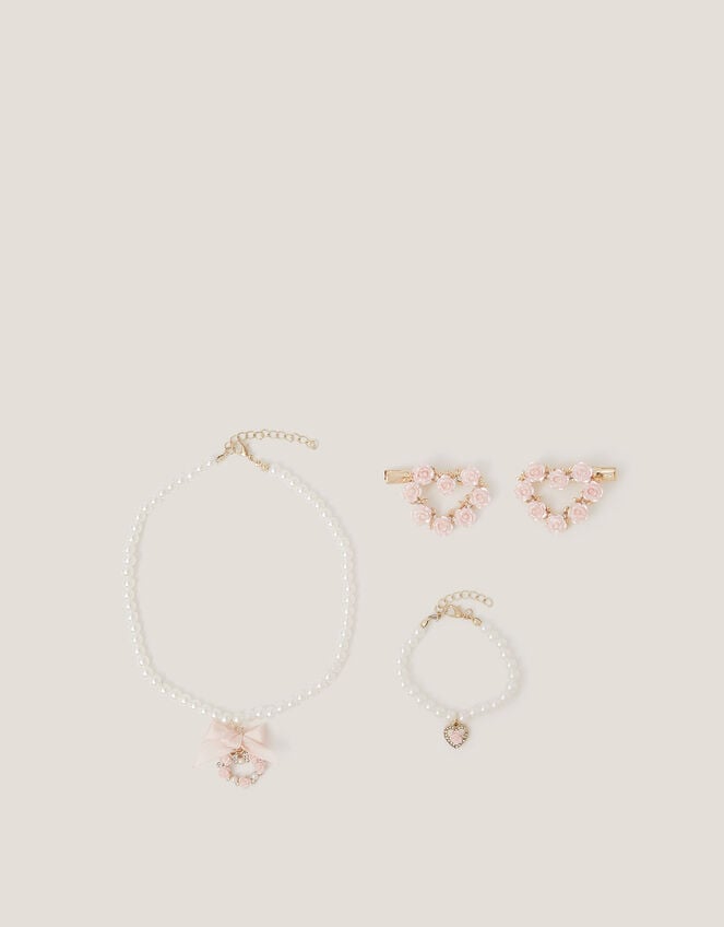 Rose Heart Hair Clips & Jewellery Set, , large