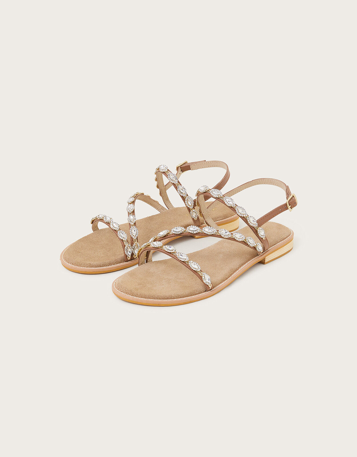 Embellished leather sandals