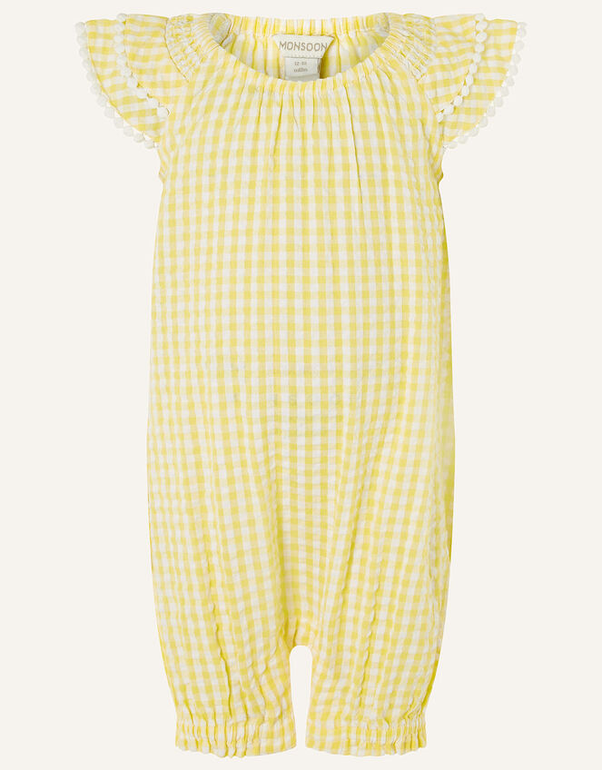 Baby Seersucker Romper, Yellow (YELLOW), large