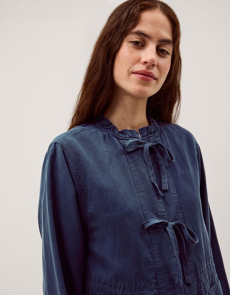 Felicity Tie Front Linen Blend Jacket, Blue (NAVY), large