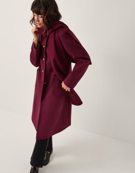 Alicia Scarf Coat, Red (BURGUNDY), large