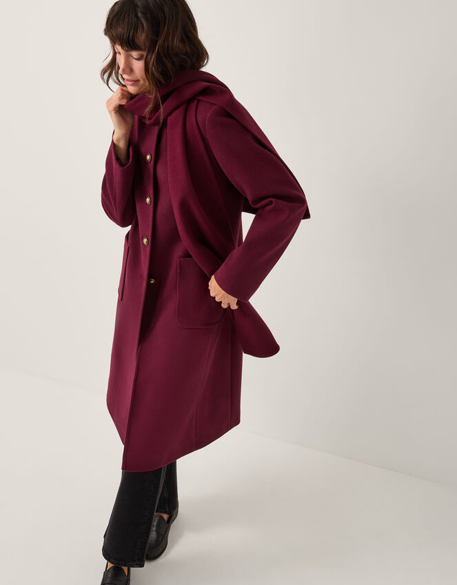 Alicia Scarf Coat, Red (BURGUNDY), large