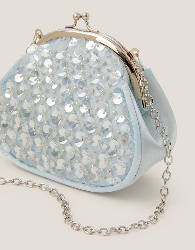 Sequin Embellished Clip Frame Bag, , large