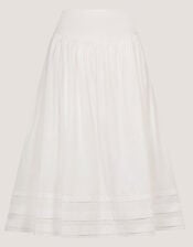 Nicole Cotton Midi Skirt, White (WHITE), large