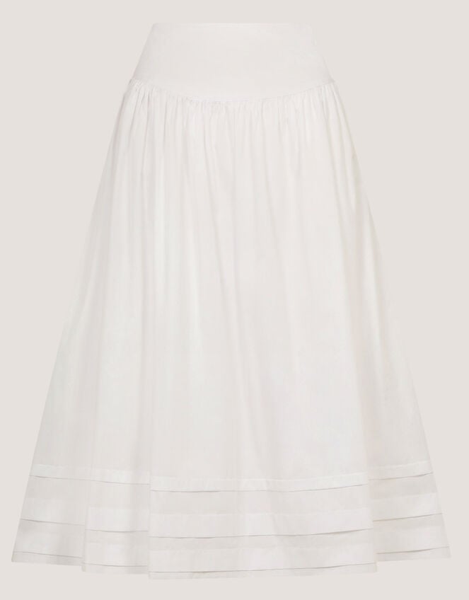 Nicole Cotton Midi Skirt, White (WHITE), large