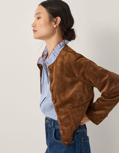 Isla Suedette Jacket, Brown (BROWN), large