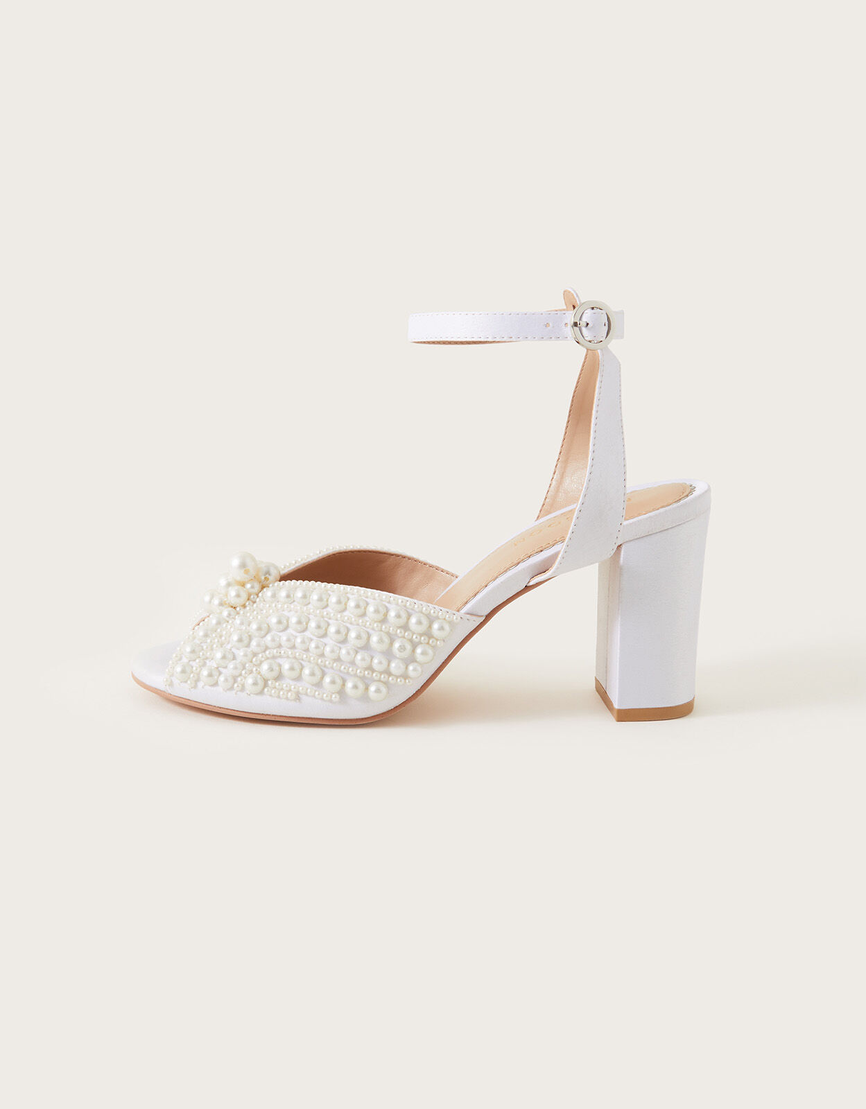 Buy White Embroidered Pearl Embellished Block Heels by Tiesta Online at Aza  Fashions.