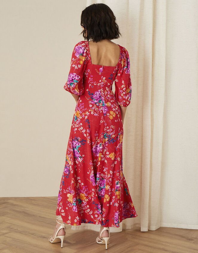 Omi Floral Print Midi Dress Red | Evening Dresses | Monsoon Global.