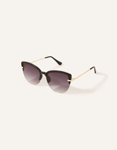 Rimless Metal Trim Cateye Sunglasses, , large