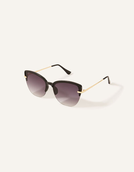 Rimless Metal Trim Cateye Sunglasses, , large