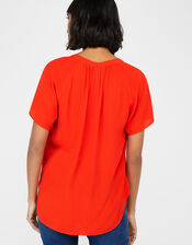 Zinnia Short Sleeve Blouse, Red (RED), large