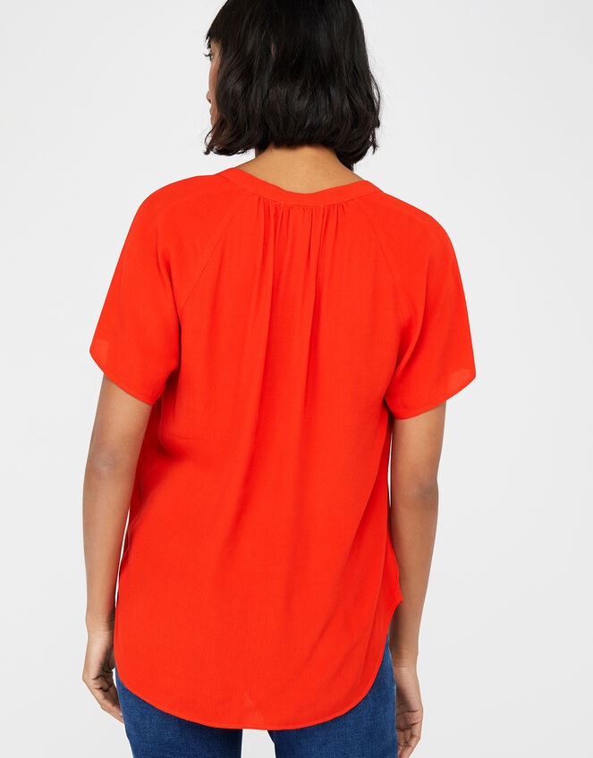 Zinnia Short Sleeve Blouse, Red (RED), large