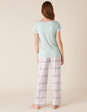 Check Print Pyjama Bottoms in Pure Cotton, Grey (GREY), large