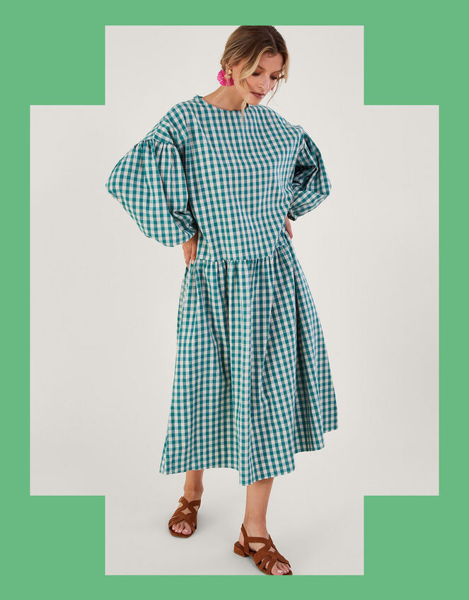 April Meets October May Gingham Dress, Blue (TURQUOISE), large
