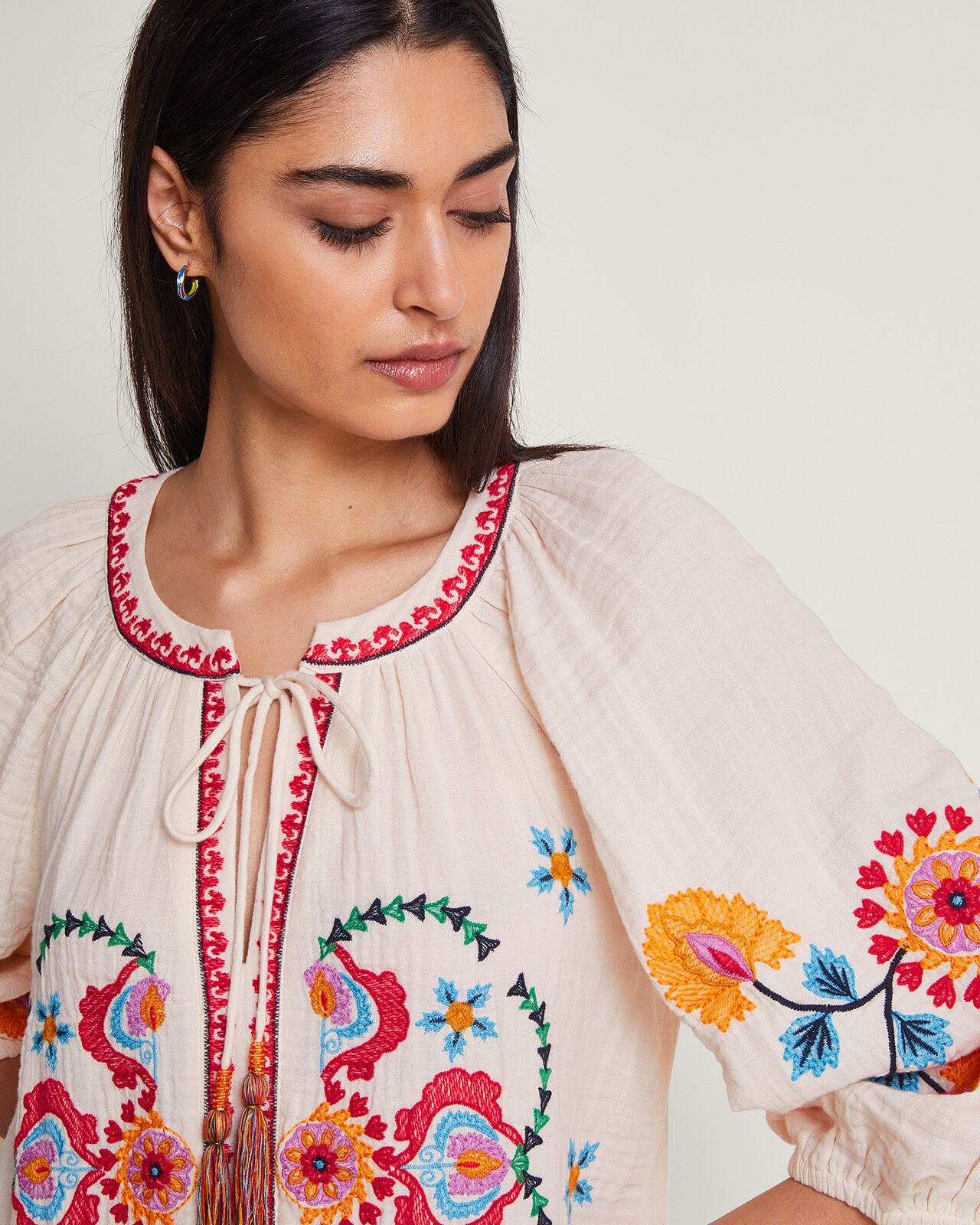 Opal Embroidered Kaftan Dress Ivory