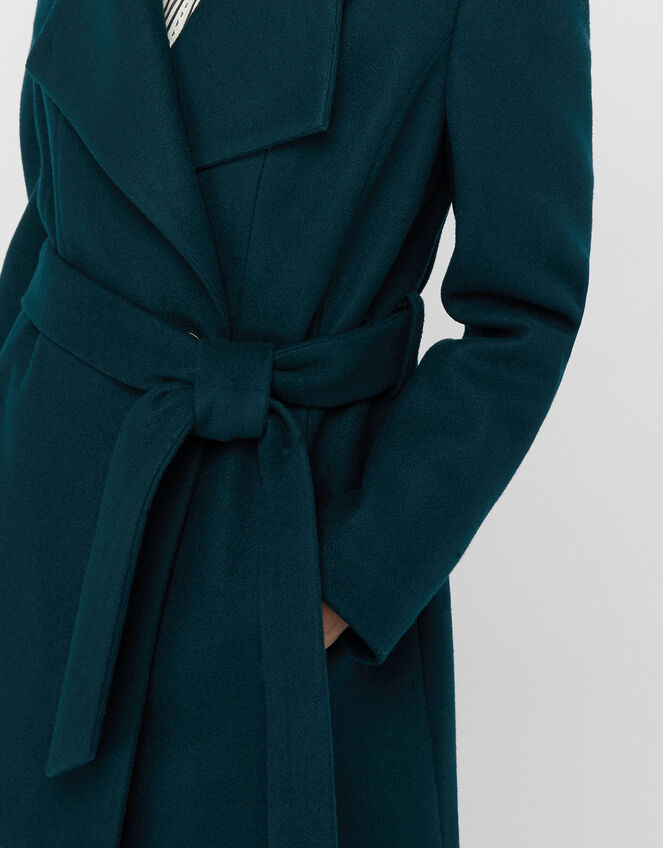 Rita Wrap Collar Short Coat, Teal (TEAL), large