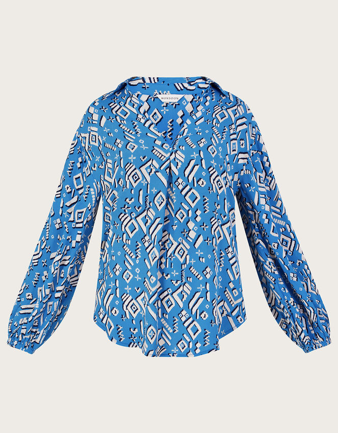 Gigi Print Blouse, Blue (BLUE), large