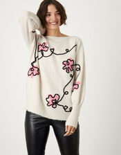 Linde Cornelli Flower Jumper, Camel (BEIGE), large
