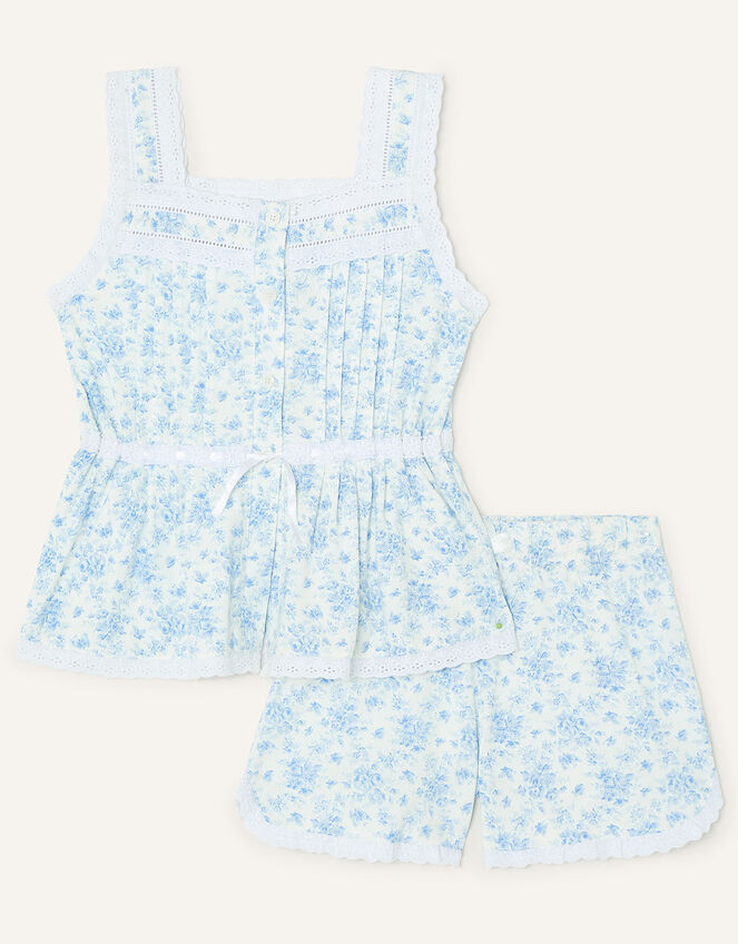 Margo Floral Jersey Top and Shorts Set, Blue (BLUE), large