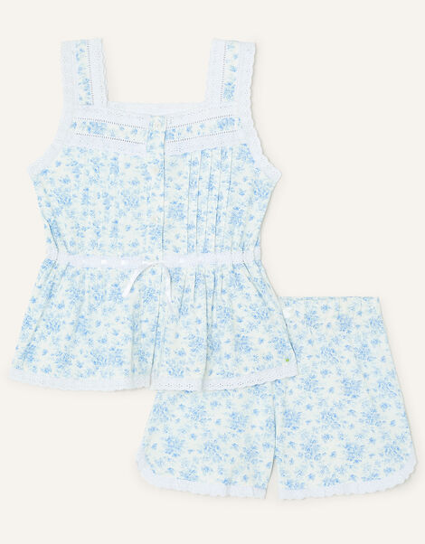 Margo Floral Jersey Top and Shorts Set Blue, Blue (BLUE), large