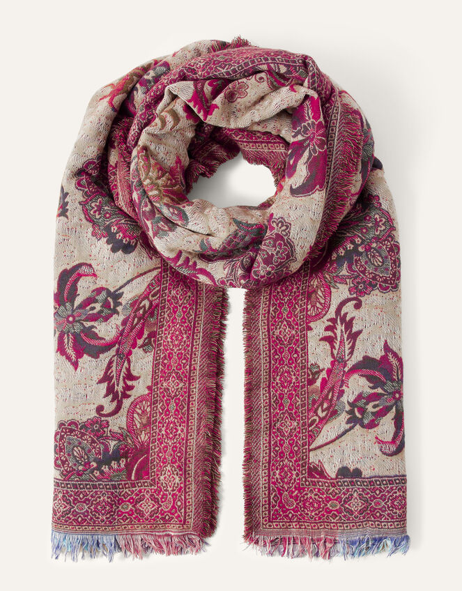 Paisley Print Jacquard Scarf, , large