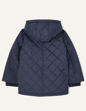 Cord Collar Quilted Coat, Blue (NAVY), large