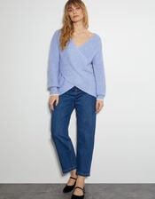 Raylee Wrap Ribbed Jumper, Blue (PALE BLUE), large