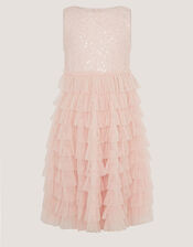 Taylor Sequin Lace Tiered Party Dress, Pink (PINK), large