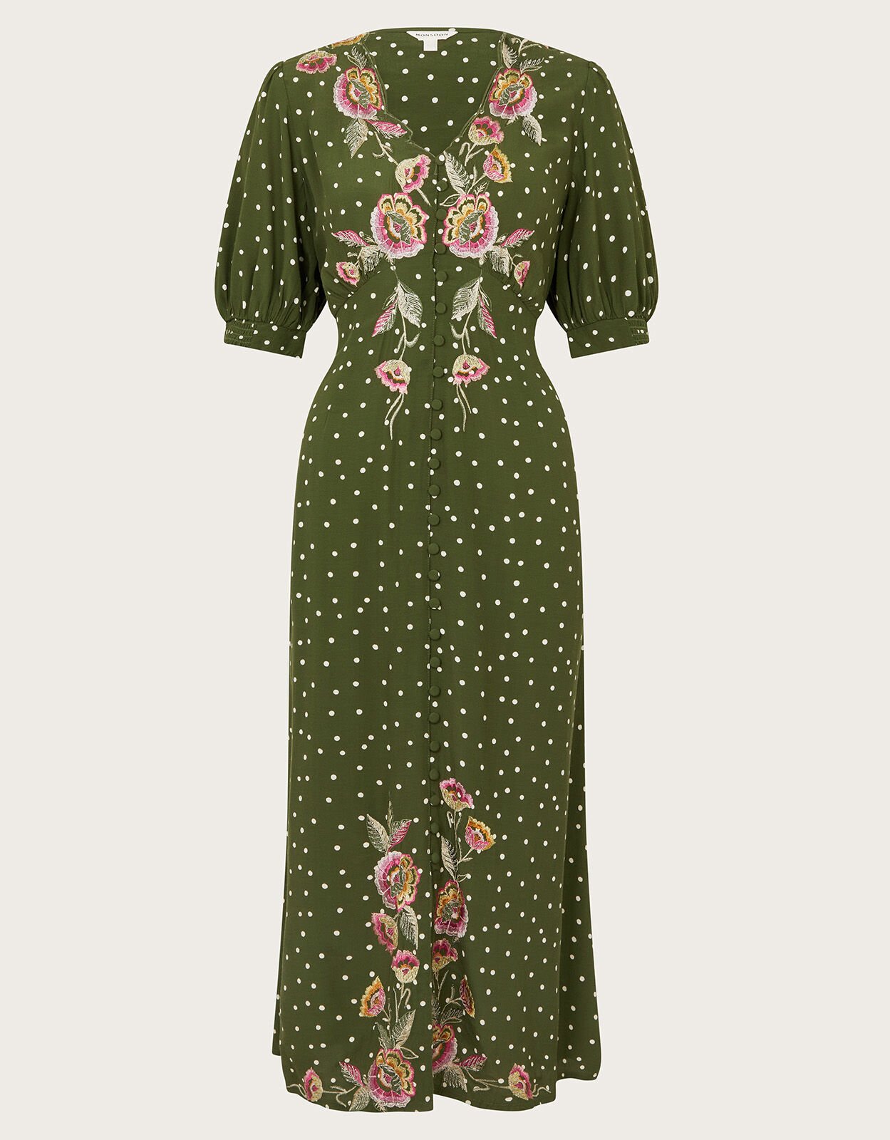 Monsoon olive oriental tea dress cheap