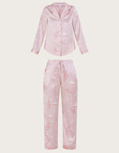 Lightning Bolt Print Pyjama Set in Recycled Polyester, Pink (PINK), large