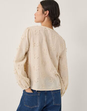 Pascale Floral Appliqué Blouse, Ivory (IVORY), large