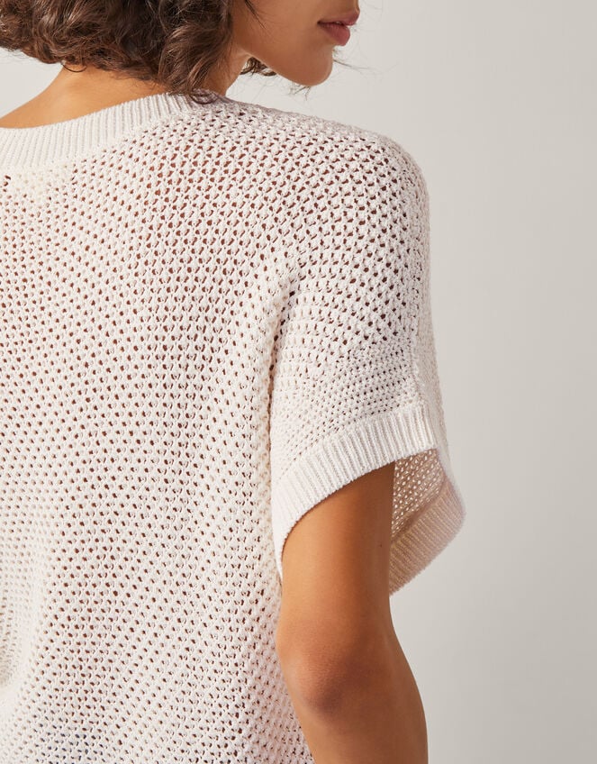 Sybil Slouchy Crochet T-Shirt , Ivory (IVORY), large