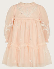 Baby Elena Embroidered Tulle Dress, Pink (PALE PINK), large
