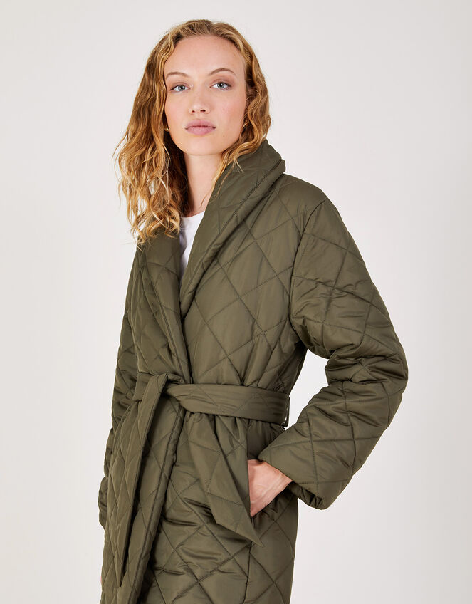 Penelope Belted Quilted Coat with Recycled Polyester Brown