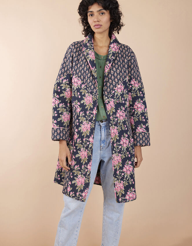 East Charlotte Quilted Floral Print Jacket, Blue (BLUE), large