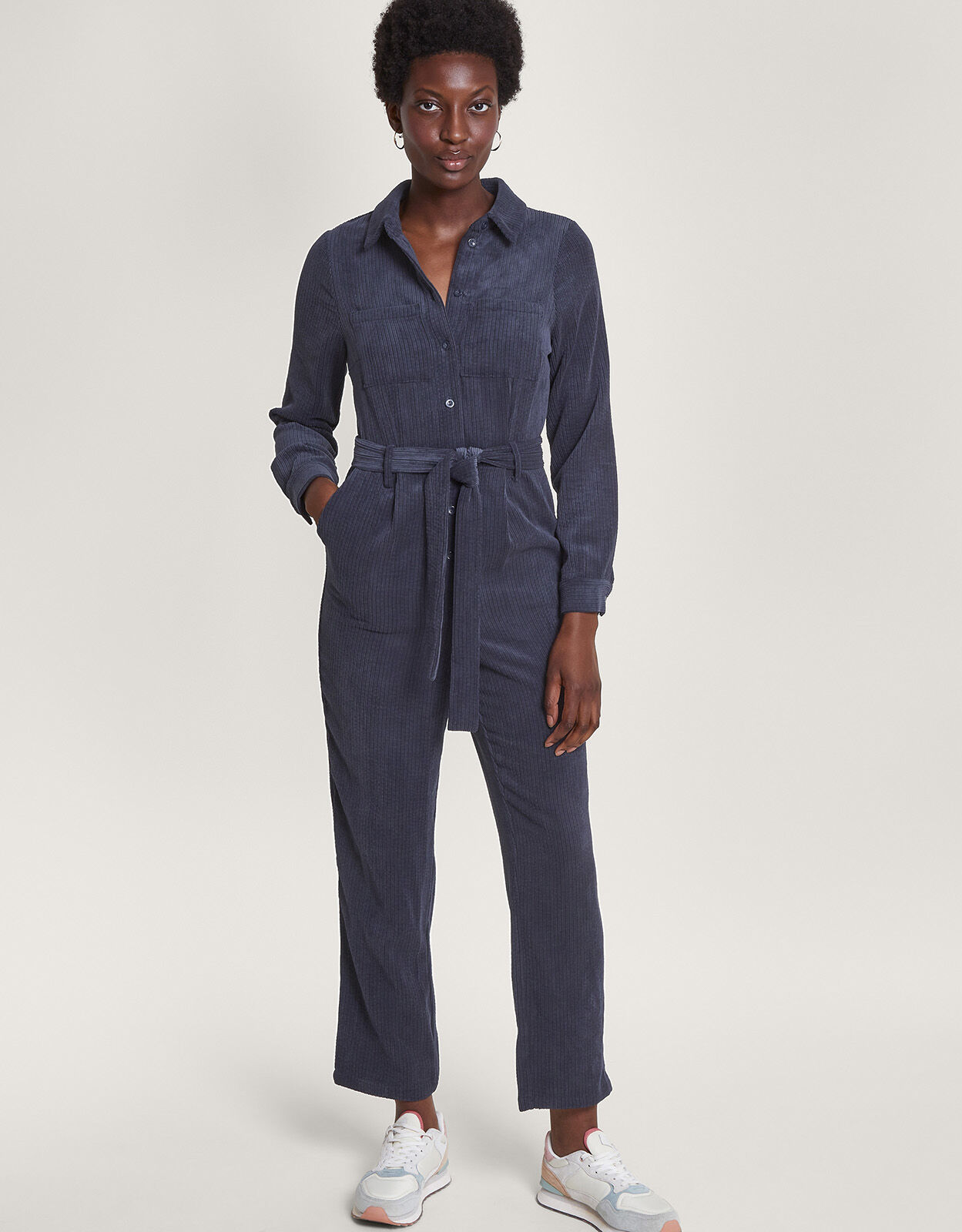 Blue cord shop jumpsuit