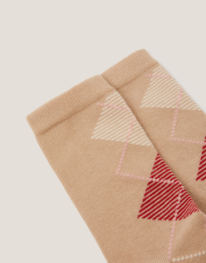 Argyle Print Socks, Natural (NEUTRAL), large