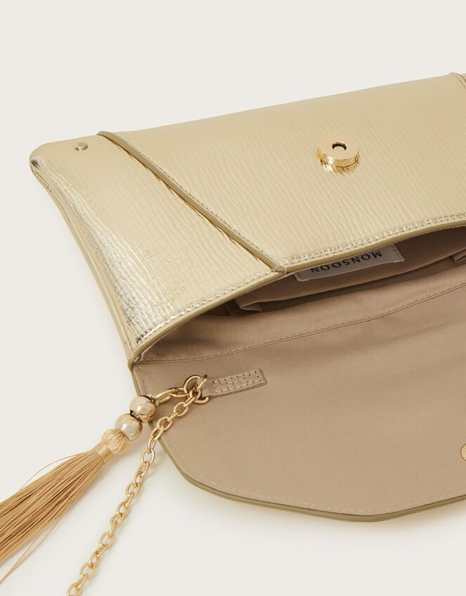 Metallic Ripple Clutch Bag, , large