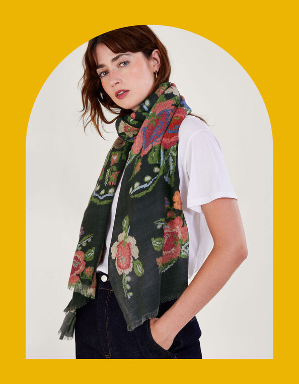 One Hundred Stars Print Wool Scarf, , large