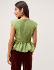 Dahlia Sleeveless Peplum Top, Green (PALE GREEN), large