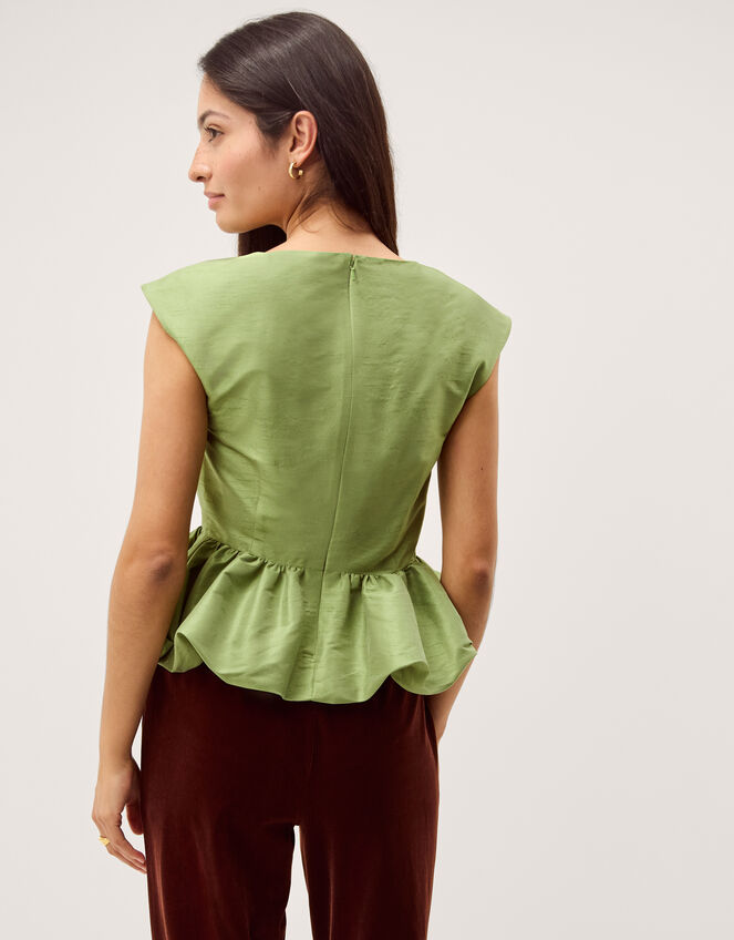 Dahlia Sleeveless Peplum Top, Green (PALE GREEN), large