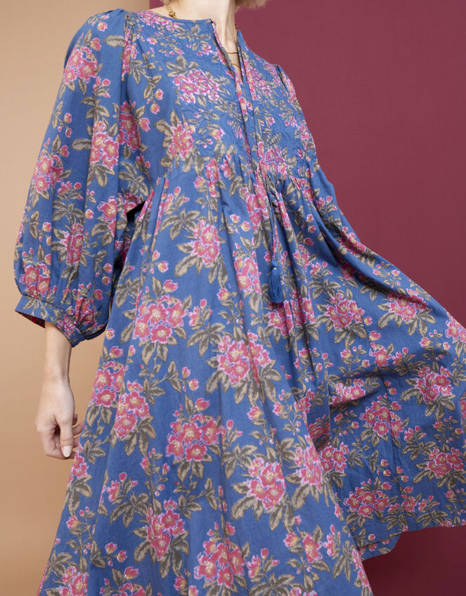 East Charlotte Embroidered Floral Print Dress, Blue (BLUE), large