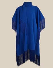 Novi High-Neck Fringe Mini Dress, Blue (COBALT), large