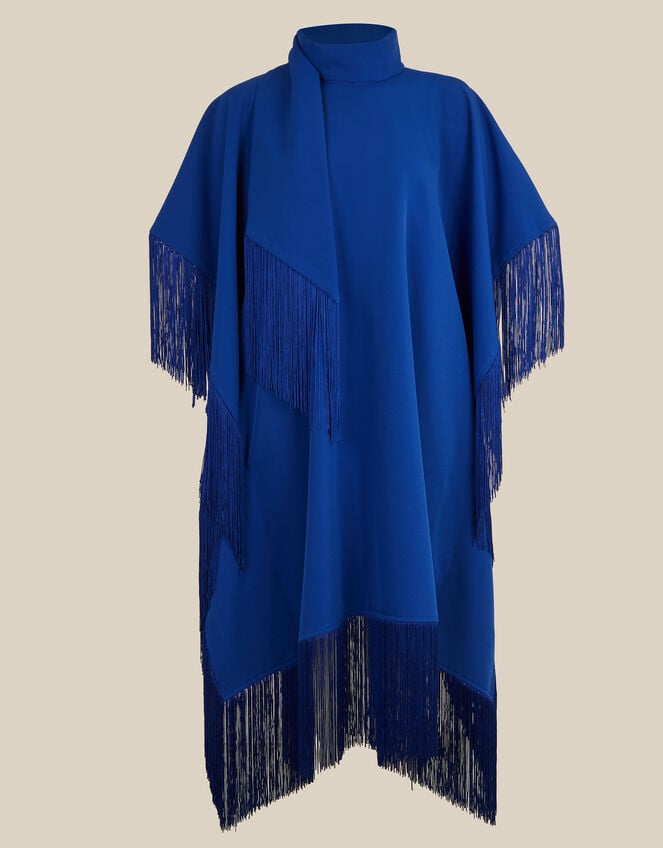 Novi High-Neck Fringe Mini Dress, Blue (COBALT), large