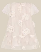Baby Lily Rose Appliqu&eacute; Party Dress, White (WARM IVORY), large