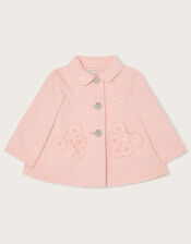 Baby Laser Flower Pocket Coat, Pink (PALE PINK), large